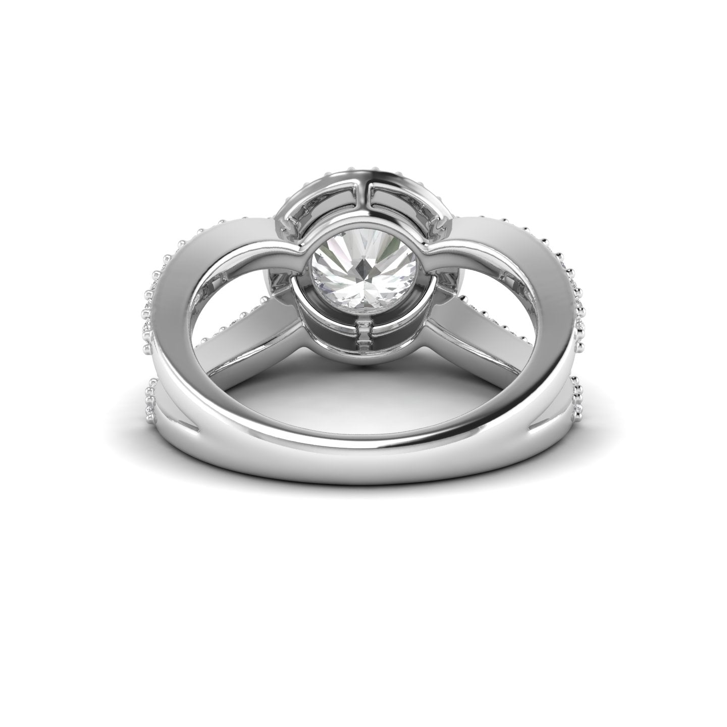 White Gold Studded 2.549 Carat Lab Grown Diamond Ring-G Color VS1 Clarity.